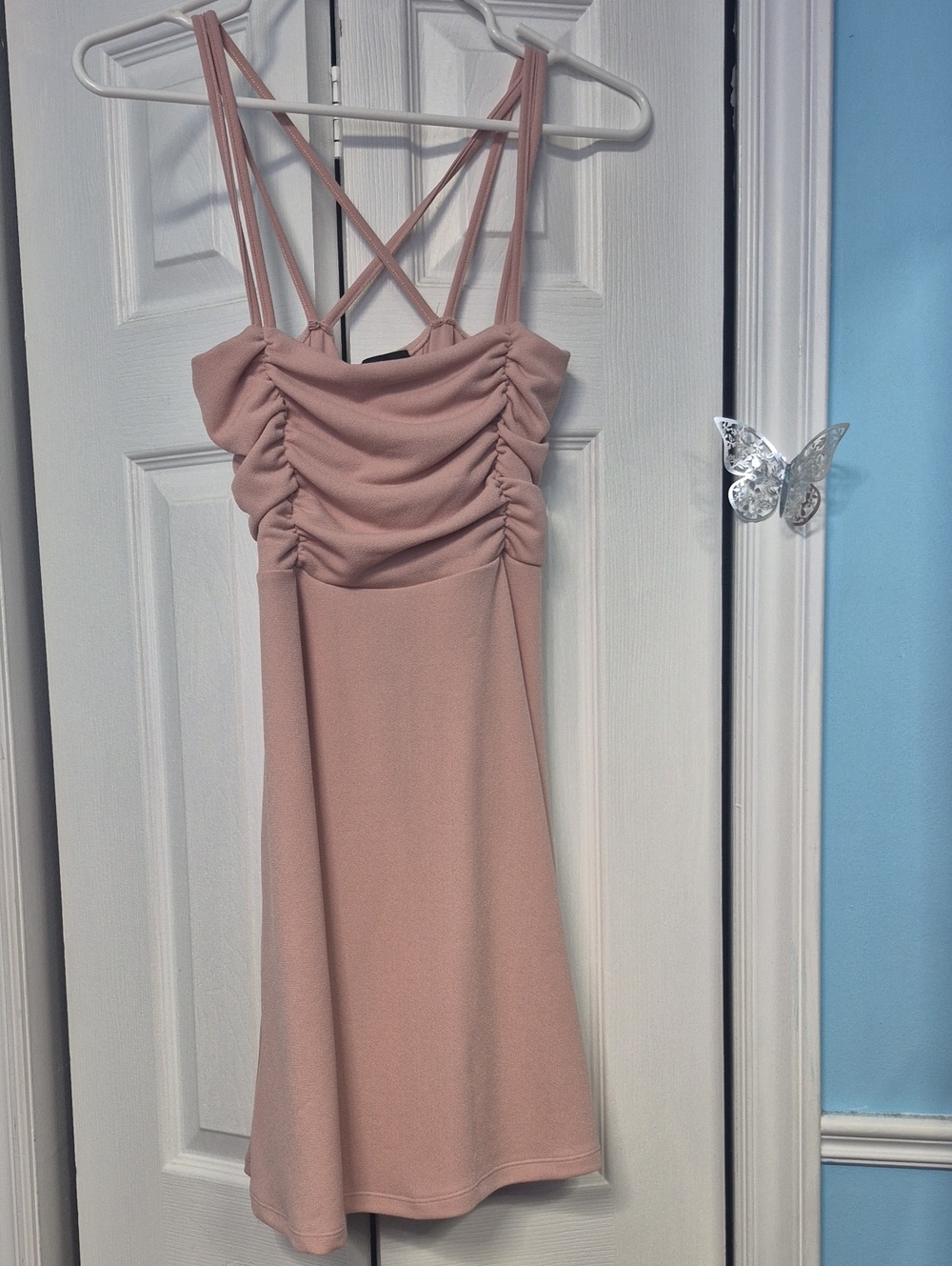 Streetwear Society Mauve Pink Ruched Strappy Mini Dress